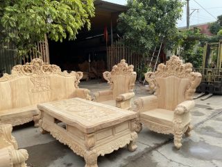 Bàn Ghế Hoàng Gia 10 món gỗ gõ đỏ nguyên khối(anh Quyền - Hà Nội)