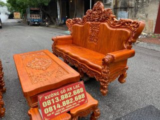 Bàn ghế Hoàng Gia Nguyên khối gỗ gõ đỏ (chú Hùng - Hà Nam