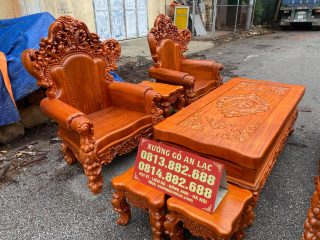 Bàn ghế Hoàng Gia Nguyên khối gỗ gõ đỏ (chú Hùng - Hà Nam