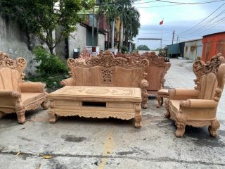 Bàn ghế Hoàng Gia nguyên khối gỗ gõ đỏ (anh Tâm - Hưng Yên)