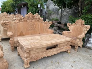 Bàn ghế Hoàng Gia nguyên khối gỗ gõ đỏ (anh Tâm - Hưng Yên)