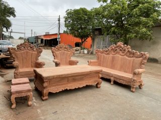 Bộ Bàn ghế Hoàng Gia nguyên khối gỗ hương đỏ (anh Cao - Hải Phòng)