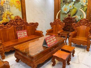 Bộ Bàn ghế Hoàng gia Nguyên khối gỗ gõ đỏ(chị Hương - Hà Nội )