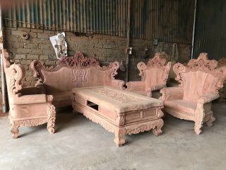 Bộ Hoàng Gia 10 món gỗ hương đỏ nguyên khối (chú Đạt - Hà Nội)