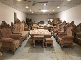 Bộ Hoàng Gia gỗ hương đỏ nguyên khối 10 món (chú Đào - Vĩnh Phúc)