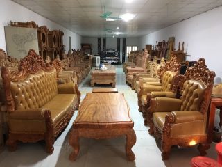 Sofa hoàng gia bọc da bò