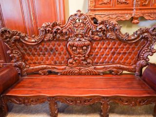 Bộ Hoàng Gia gỗ hương đỏ 8 món (chú Thái - Hà Nam) 12 GHế dài Bộ Hoàng Gia gỗ hương đỏ (chú Thái - Hà Nam)