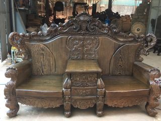 Bộ Hoàng Gia gỗ mun đuôi công (anh Tú - Hà Nội) 11 Ghế dài Hoàng Gia(anh Tú - Hà Nội)