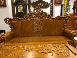 Bộ Hoàng Gia nguyên khối gỗ gõ đỏ (chú Tính - Hưng Yên)