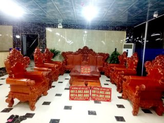 Bộ Hoàng Gia nguyên khối gỗ hương đỏ 14 món(anh Tín - Bắc Ninh)