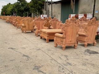 Bộ Hoàng gia gỗ gõ đỏ nguyên khối (anh Phúc - Quảng Ninh)