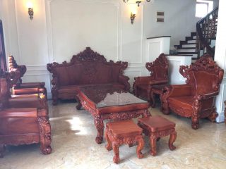 Bộ bàn ghế Hoàng Gia gỗ hương đỏ 10 món (anh Vinh - Hòa Bình) (1)