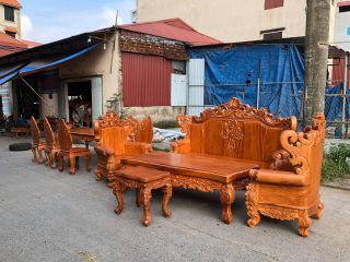 Bộ bàn ghế Hoangg Gia gỗ gõ đỏ (anh Hiệp - Yên Bái)