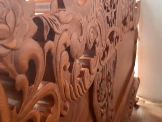 Bộ hoàng gia 6 món gỗ hương đá đục hai mặt của bác Lâm (Thái Nguyên) 54 Đoản dài gia công kỹ cả mặt sau