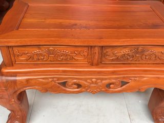 Bộ hoàng gia 6 món gỗ hương đá đục hai mặt của bác Lâm (Thái Nguyên) 63 Mặt bàn kẹp dày 2cm đóng khuôn tranh dày 3cm chắc chắn
