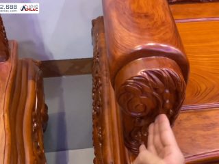 Bộ bàn ghế louis hoàng gia 10 món tay đặc nguyên khối gỗ hương đá (Anh Nam - Hải Phòng) 54 Tay ghế đặc bo cong mềm mại