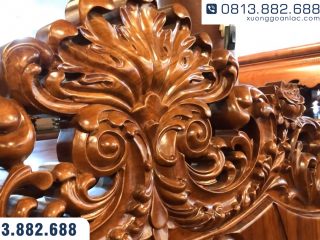 Đỉnh ghế đục lá tây vén cong, sâu nổi 3D