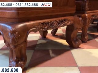 Bộ ghế hoàng gia gỗ hương đá 10 món (Anh Nam - Quảng Bình) 77 Chân ghế dáng cong quỳ độc đáo