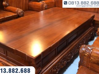 Bộ bàn ghế hoàng gia nguyên khối gỗ hương đá Vip 10 món (Chú Lương - Hải Phòng) 49 Mặt bàn để trơn vân siêu đỉnh