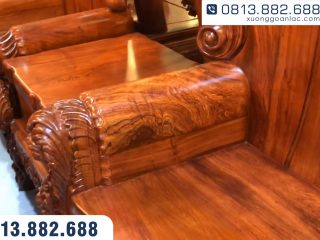 Bộ bàn ghế hoàng gia nguyên khối gỗ hương đá Vip 10 món (Chú Lương - Hải Phòng) 52 Tay ghế đặc nguyên khối, vân hương đá cực kỳ đặc sắc