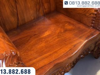 Bộ bàn ghế hoàng gia nguyên khối gỗ hương đá Vip 10 món (Chú Lương - Hải Phòng) 54 Mặt ghế dày 10cm, vân veo lựa tuyển