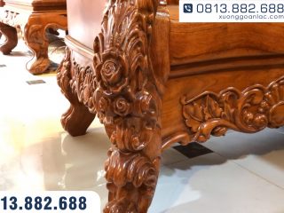 Bộ bàn ghế hoàng gia nguyên khối gỗ hương đá Vip 10 món (Chú Lương - Hải Phòng) 56 Chân ghế chân bàn dáng chân quỳ độc đáo