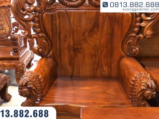 Bộ bàn ghế hoàng gia nguyên khối gỗ hương đá Vip 10 món (Chú Lương - Hải Phòng) 61 Tựa ghế liên 1 tấm nguyên khối dày 10cm