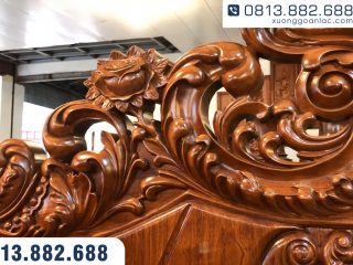 Bộ bàn ghế hoàng gia nguyên khối gỗ hương đá Vip 10 món (Chú Lương - Hải Phòng) 67 Đường đục sâu, nét đục nổi 3D, kênh bong sắc nét