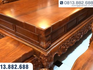 Bộ bàn ghế hoàng gia nguyên khối gỗ hương đá Vip 10 món (Chú Lương - Hải Phòng) 48 Mặt bàn nguyên 1 tấm đặc dày 8cm
