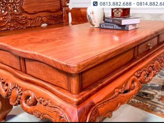 Bộ bàn ghế Louis Hoàng Gia 6 món liền khối 4cm gỗ hương đá 21 hoang gia huong da lien khoi 10