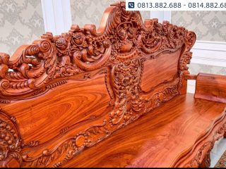 Bộ bàn ghế Louis Hoàng Gia 6 món liền khối 4cm gỗ hương đá 19 Mặt ghế vách ghế để trơn, vân tuyển chọn khó mà chê