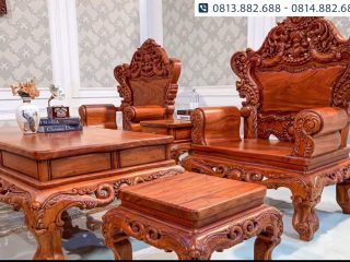 Bộ bàn ghế Louis Hoàng Gia 6 món liền khối 4cm gỗ hương đá 28 hoang gia huong da lien khoi 2