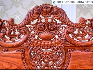 Bộ bàn ghế Louis Hoàng Gia 6 món liền khối 4cm gỗ hương đá 26 Chương đoản liền tấm dày 5cm đục sâu, hoàn thiện kỹ, nổi bật kênh bong