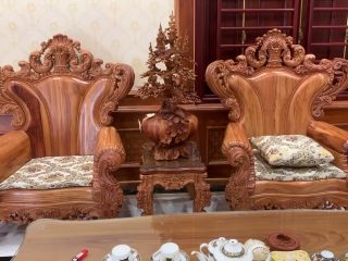 Bộ bàn ghế Hoàng Gia Tân Cổ Điển nguyên khối 10 món vách trơn (anh Chiến - Bắc Ninh) 19 hoang gia nguyen khoi vach tron 9