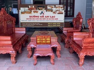 Bộ bàn ghế Hoàng Gia VIP 6 món gỗ hương đá (Anh Hưng, Bắc Ninh)