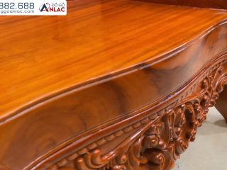 Bộ Ghế Hoàng Gia Louis 6 Món Gỗ Gõ Đỏ (cô Lan - Hà Nội) 44 Mặt chế dày 10cm vơ cong cách điệu