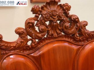 Bộ Ghế Hoàng Gia Louis 6 Món Gỗ Gõ Đỏ (cô Lan - Hà Nội) 49 Hoạ tiết trang trí trên đỉnh ghế đơn