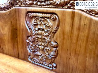 Bộ bàn ghế Louis Hoàng Gia gỗ gõ đỏ nguyên khối (bác Tân - Quốc Oai) 44 Trung tâm tựa ghế dài