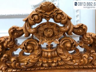 Bộ bàn ghế Louis Hoàng Gia gỗ gõ đỏ nguyên khối (bác Tân - Quốc Oai) 49 đỉnh ghế đơn bộ bàn ghế hoàng gia
