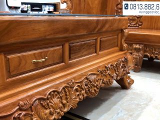 Bộ bàn ghế Louis Hoàng Gia gỗ gõ đỏ nguyên khối (bác Tân - Quốc Oai) 59 Bo ban ghe Hoang Gia go go do van lien tam bac Tan Quoc Oai 29