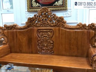 Bộ bàn ghế Louis Hoàng Gia gỗ gõ đỏ nguyên khối (bác Tân - Quốc Oai) 40 Đoản dài gia công kỹ, dáng trường bề thế