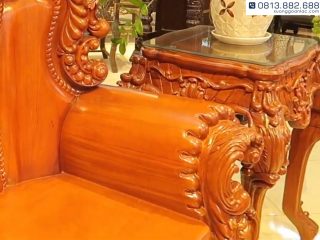 bộ bàn ghế hoàng gia gỗ gõ đỏ đục chạm sắc sảo