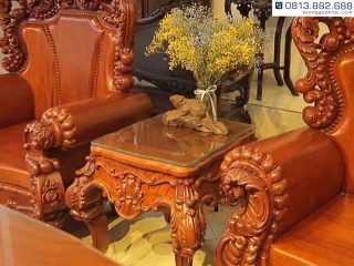 đôn kẹp bộ bàn ghế hoàng gia đục hoa lá tây