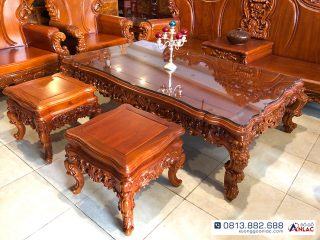 Bàn trà thiết kế chân, yếm đục hoa hồng lá tây đặc sắc