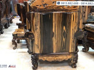 bộ bàn ghế hoàng gia gỗ mun đục hai mặt