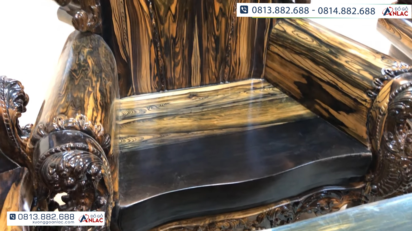 Bộ bàn ghế Hoàng Gia gỗ Mun Hoa Lào vip 10 món - Bàn Ghế Hoàng Gia