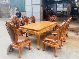 bộ bàn ghế ăn gỗ gõ cao cấp