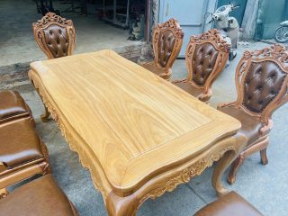 bàn ăn chữ nhật mặt trơn