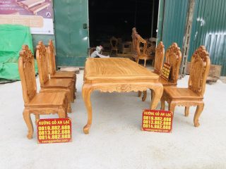 bộ bàn ăn gỗ gõ đỏ