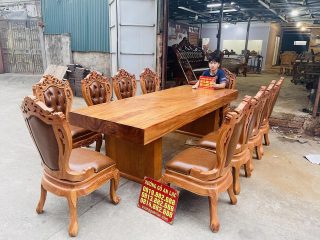 bàn ăn nguyên khối ghế louis tân cổ điển